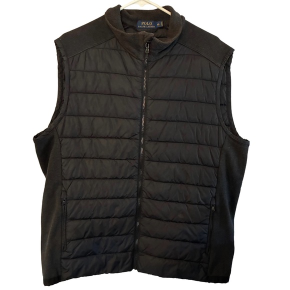 Ralph Lauren Other - Polo Ralph Lauren Men’s XL Black Hybrid Quilted Fleece Vest Full Zip Pockets